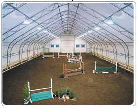 Inside Riding Arena Brooklyn Stables - Fabric Cover Building -  Commercial Equestrian Arena, Barn & Stables