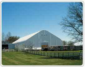 Wehle Farms Fabric Cover Steel Truss Indoor Riding Arena - Milestones Building & Design