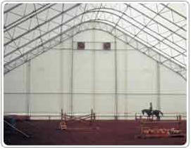 Fabric Cover Steel Truss Indoor Riding Arena - Wehle Farms - Milestones Building & Design
