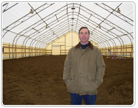 Mr. Ward Yaternick Inside His Fabric Covered Rounded Peak Riding Arena