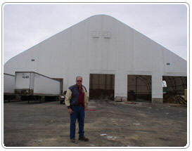Inside Outside Lambs Seneca Fabric Covered Industrial Warehouse Building -  Milestones Building & Design