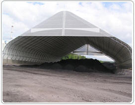 Outside End View - Colver Power Project Fabric Cover Industrial Coal Storage Building - Milestones Building & Design